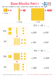 Base Ten Blocks Worksheet: Part 1, Free Printable for Kids